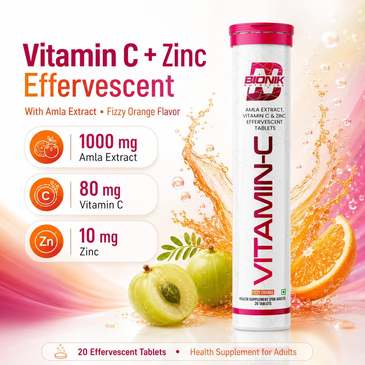 BIONIK NUTRITION Vitamin C Effervescent Tablets pack front view