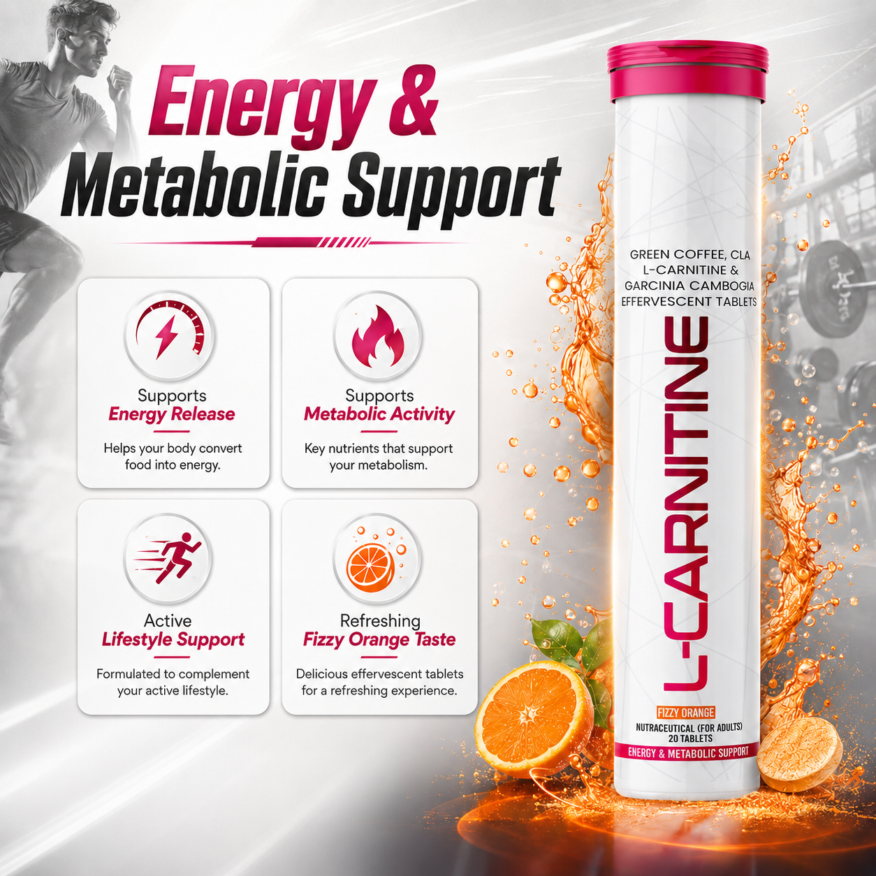 BIONIK NUTRITION L-Carnitine Effervescent Tablets supplement facts panel