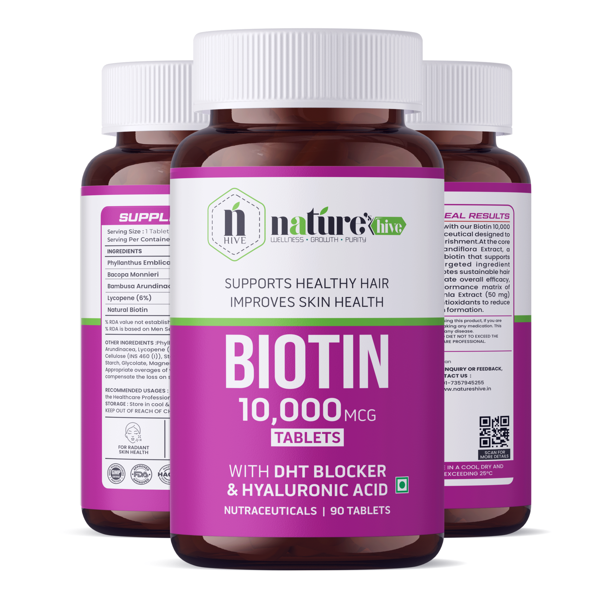 Nature's Hive Biotin 10000 mcg Tablets | Hair, Skin & Nail Wellness | 60 Tablets