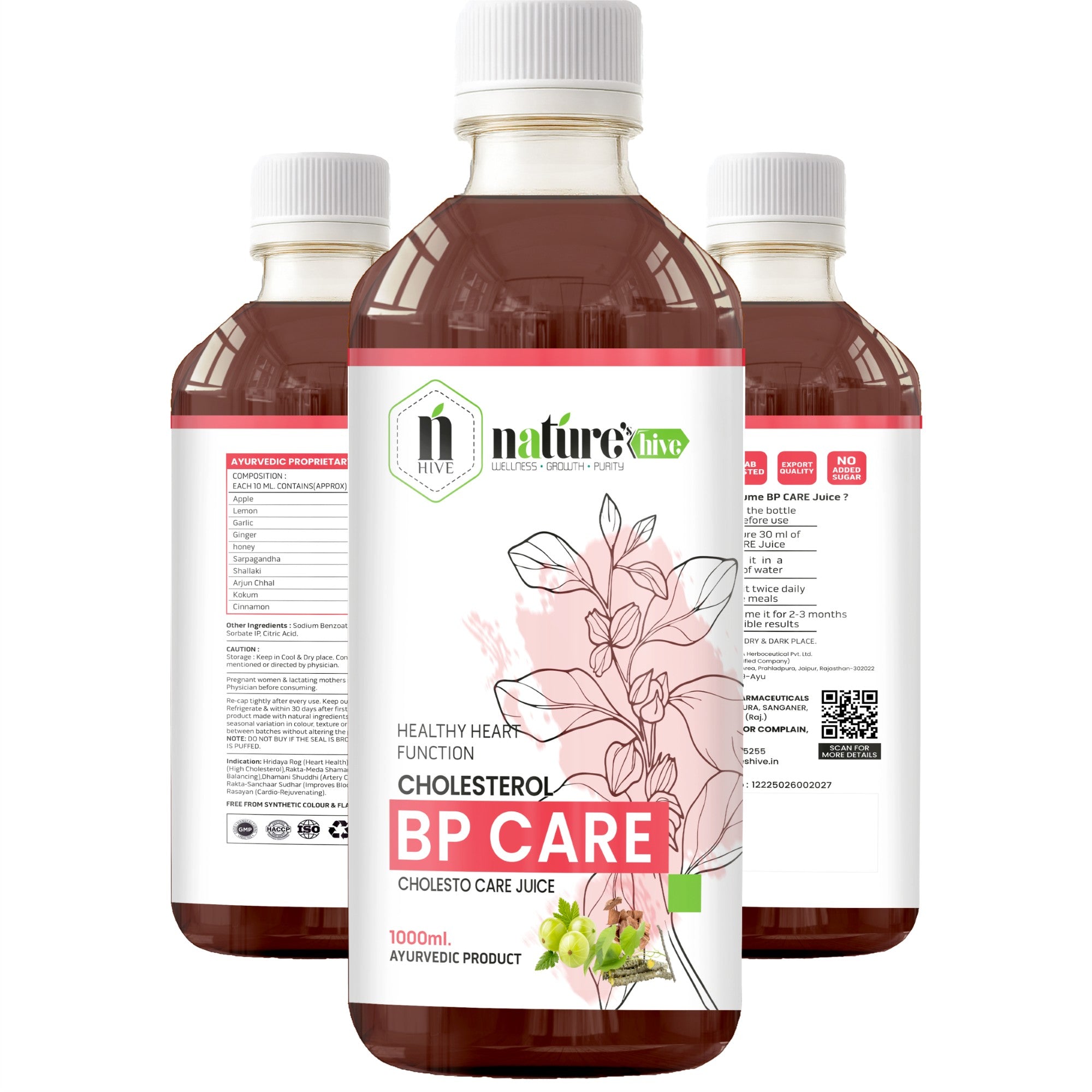Nature's Hive BP Care Juice | Herbal Heart Wellness Support | 1 L