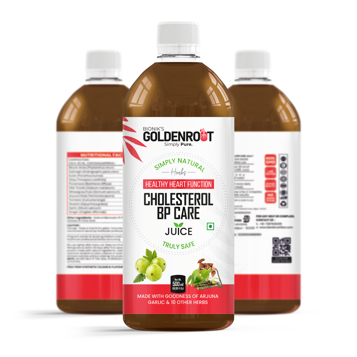 Bionik GoldenRoot Cholesterol BP Care Juice | Herbal Heart Wellness | 500 ml