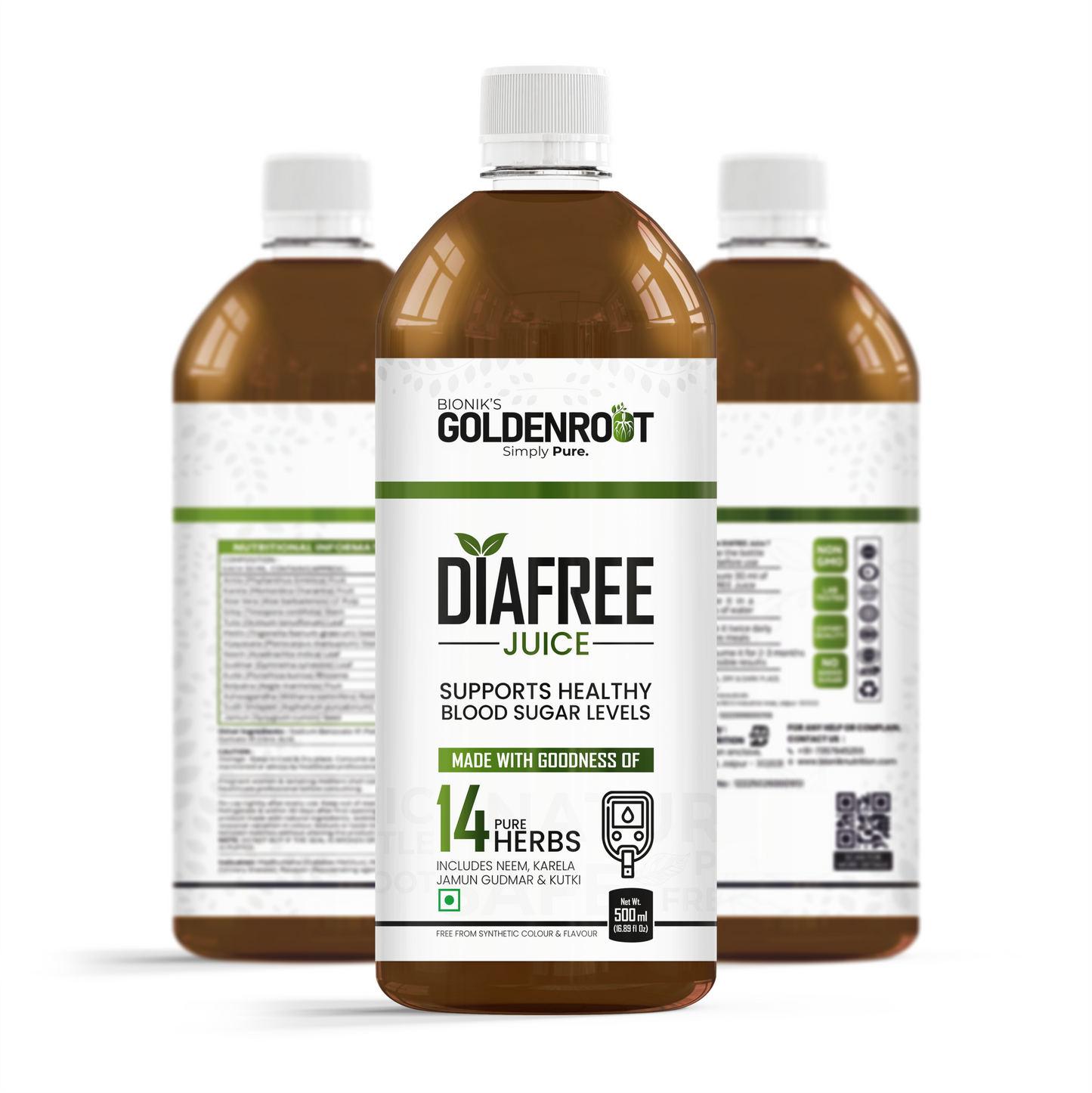 Bionik GoldenRoot DiaFree Juice | Herbal Sugar Wellness Support | 500 ml