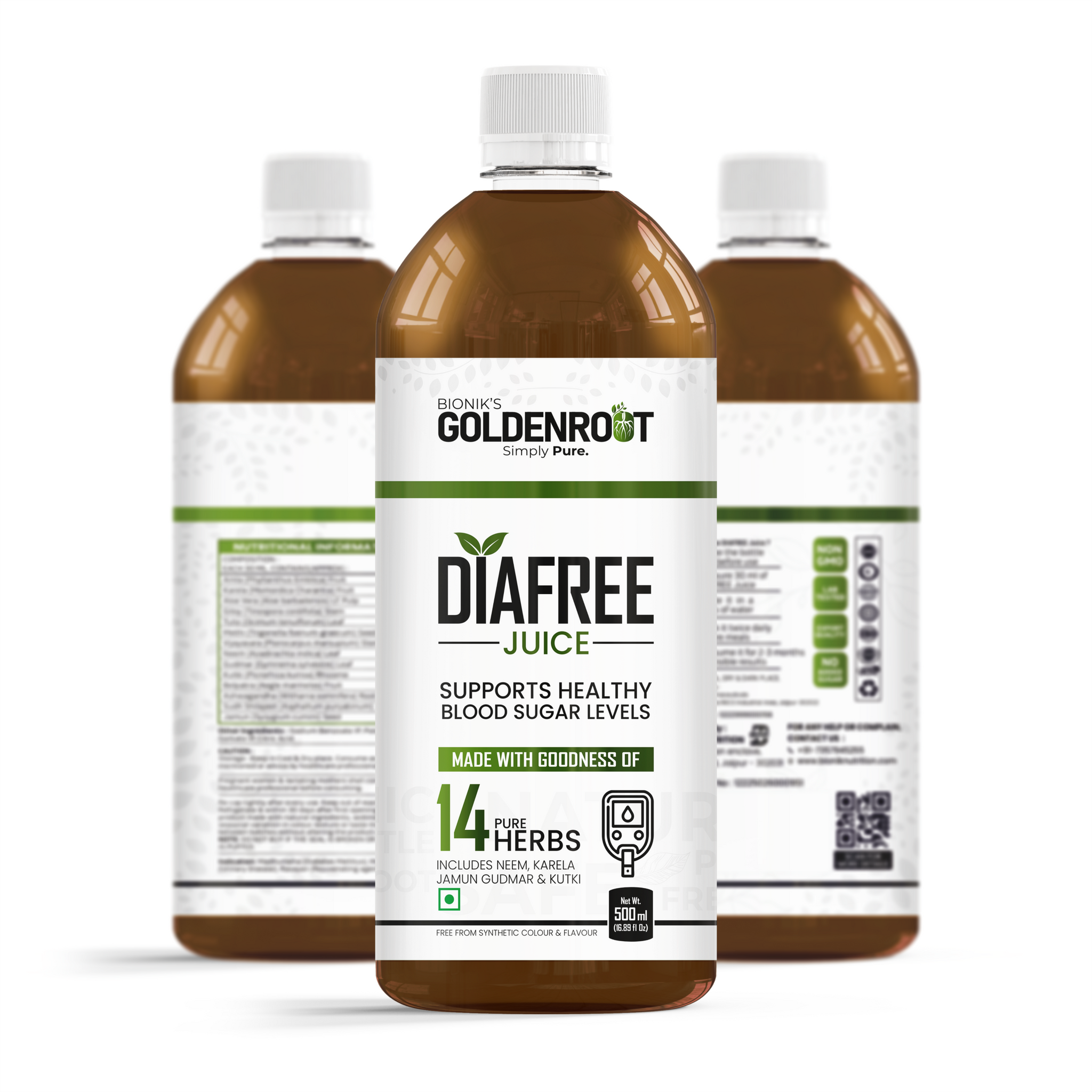 Bionik GoldenRoot DiaFree Juice | Herbal Sugar Wellness Support | 500 ml