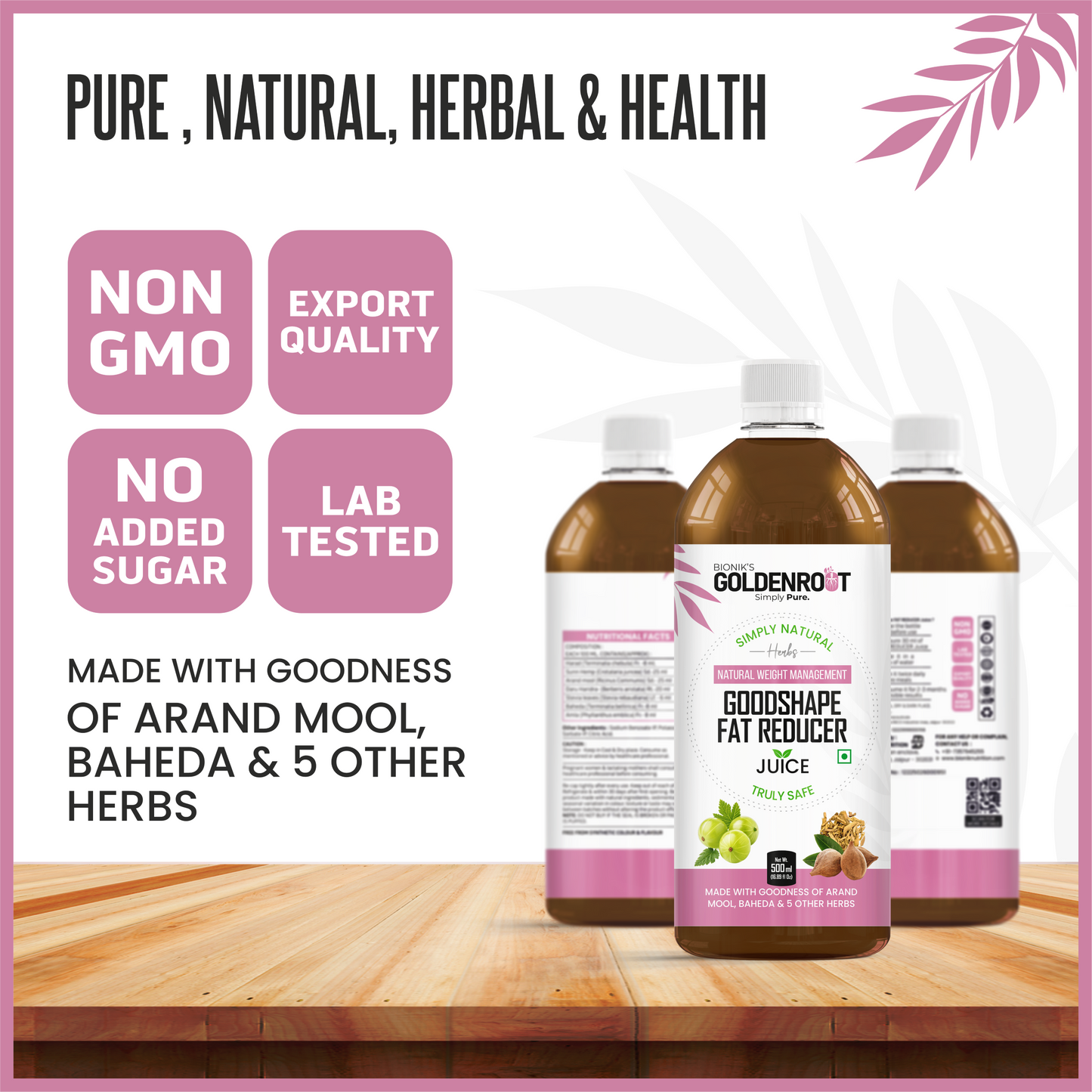 Bionik GoldenRoot GoodShape Fat Reducer Juice | Weight Wellness | 500 ml