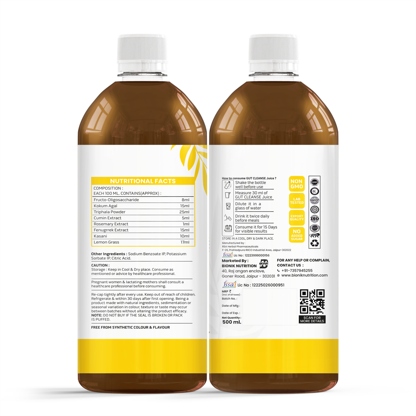 Bionik GoldenRoot Gut Cleanse Juice | Digestive Wellness | 500 ml