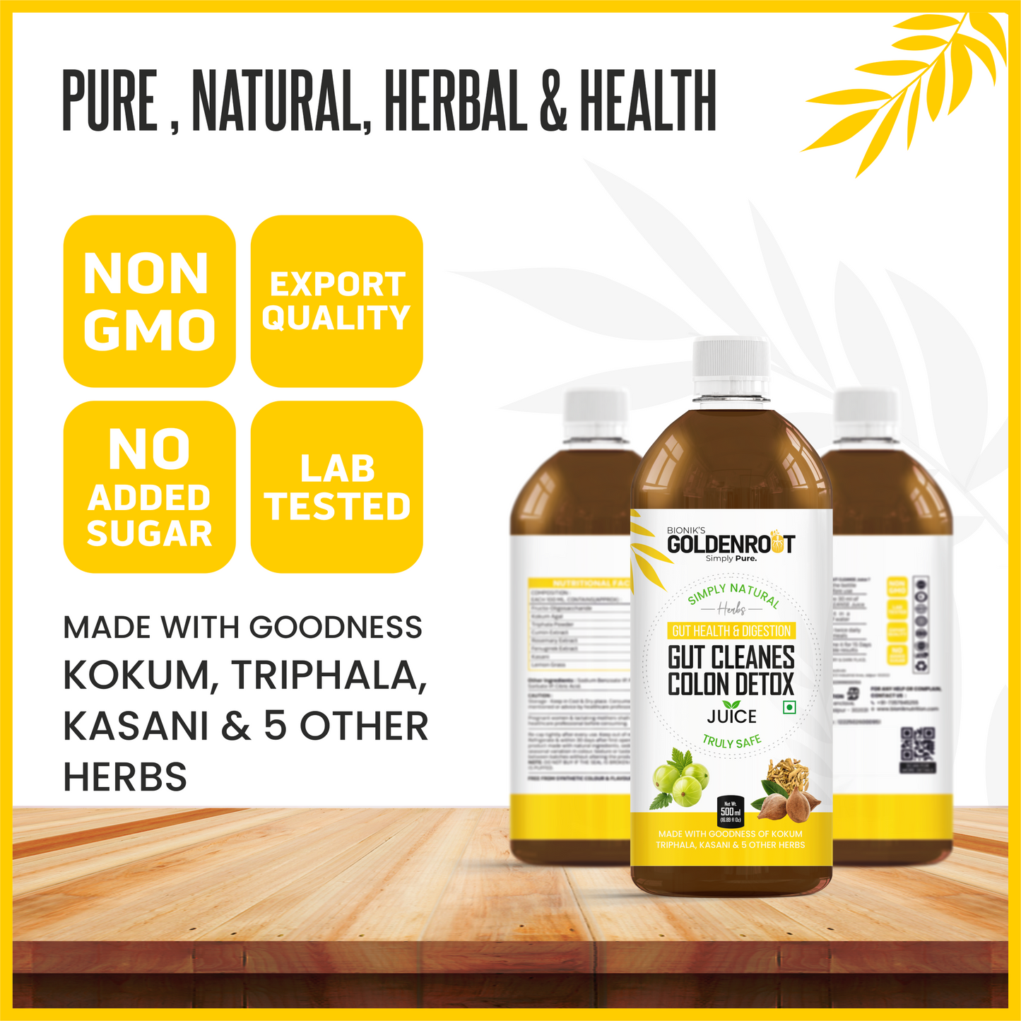 Bionik GoldenRoot Gut Cleanse Juice | Digestive Wellness | 500 ml