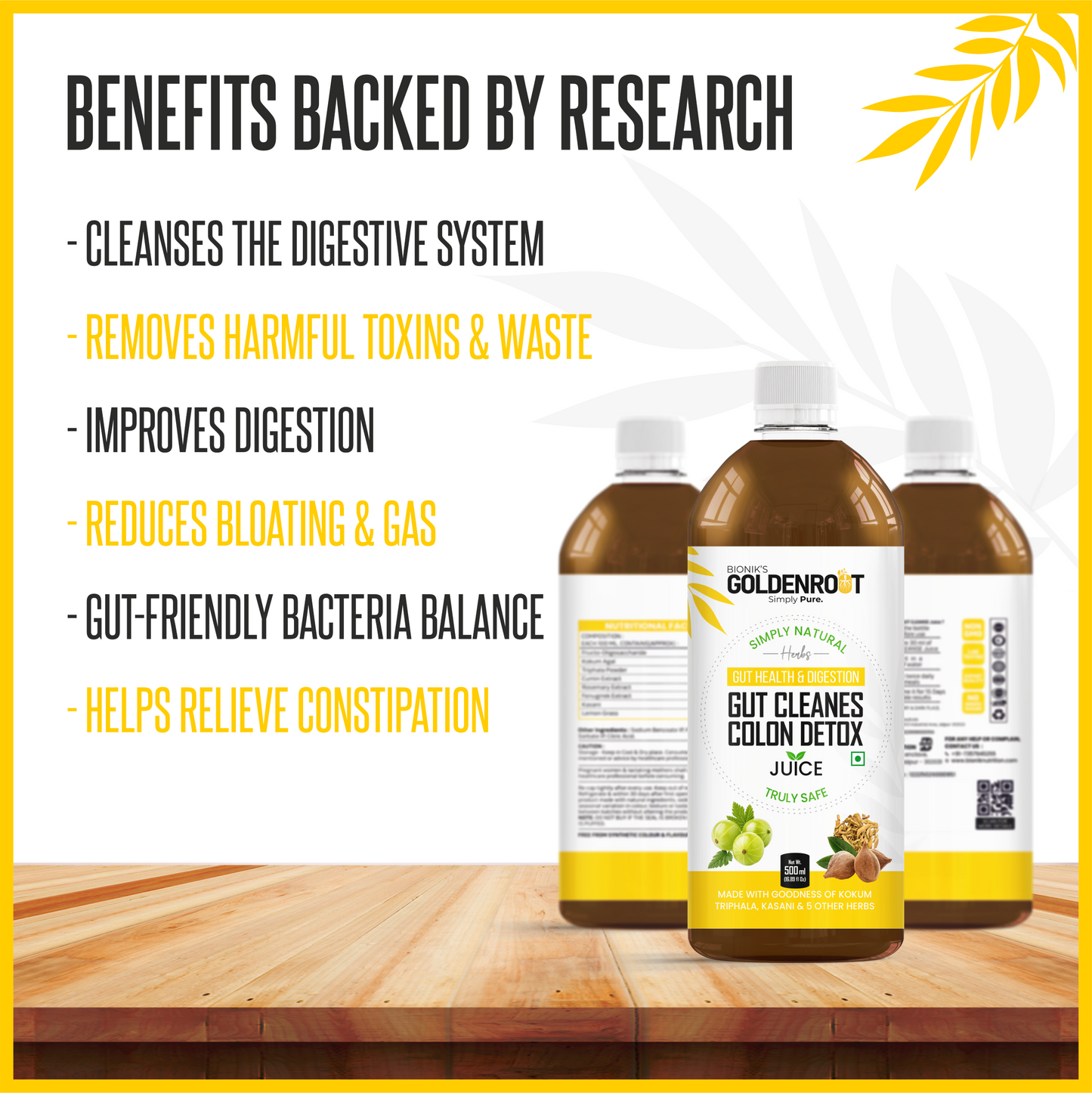 Bionik GoldenRoot Gut Cleanse Juice | Digestive Wellness | 500 ml