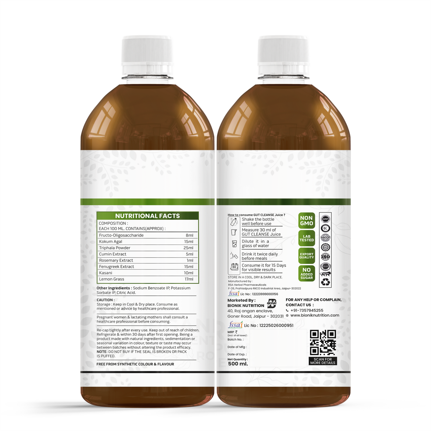 Bionik GoldenRoot Gut Cleanse Juice | Digestive Wellness | 500 ml