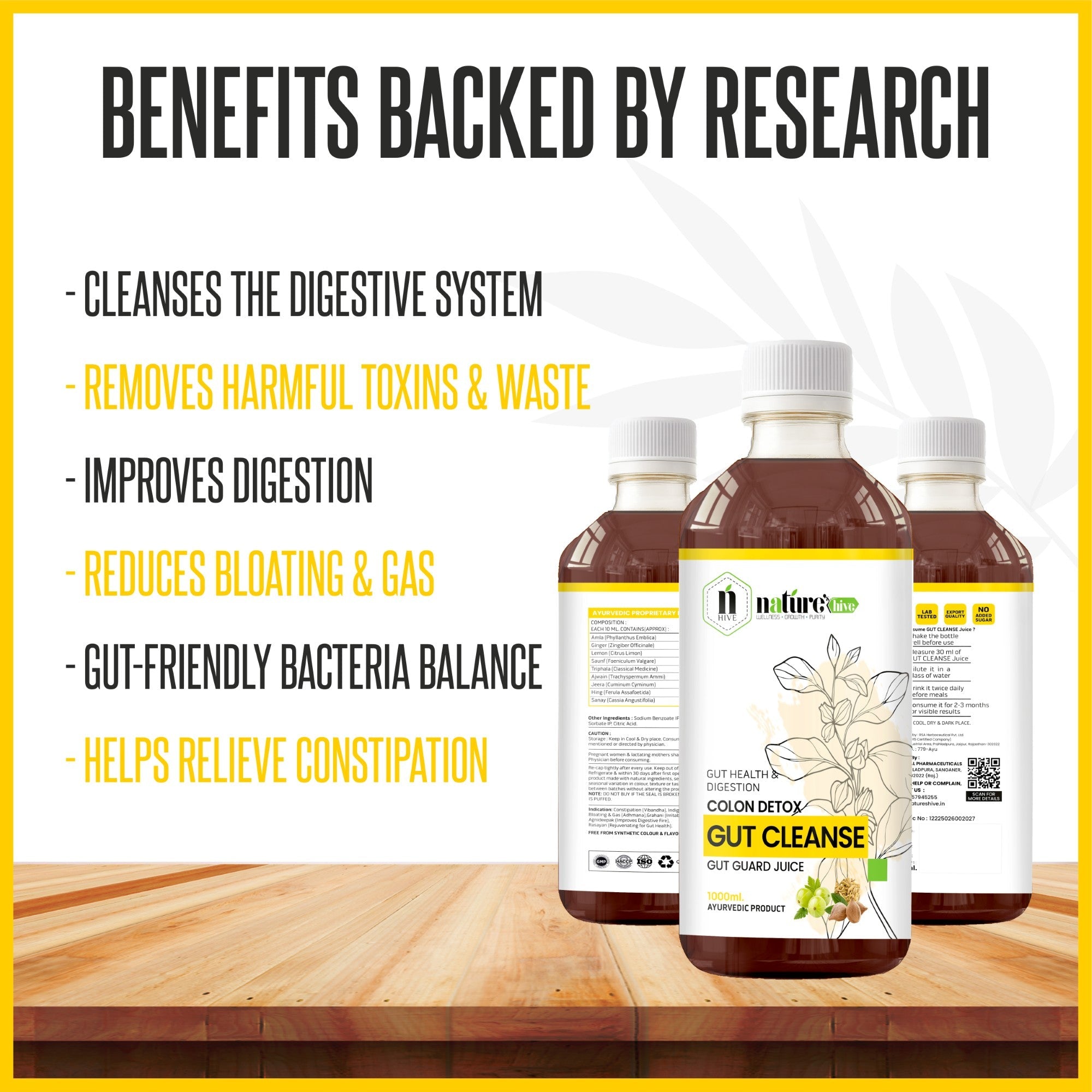 Nature's Hive Gut Cleanse Juice | Digestive Wellness Support | 1 L