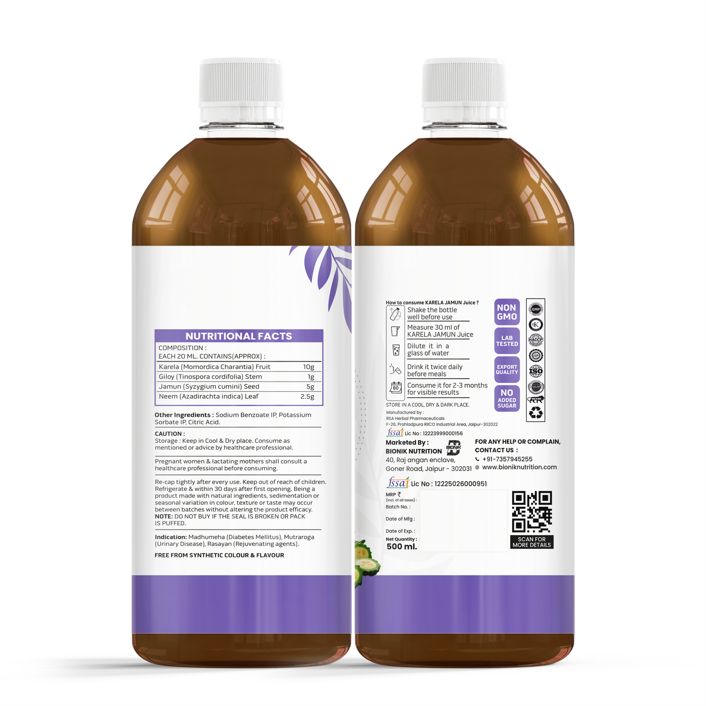 Bionik GoldenRoot Neem Giloy Karela Jamun Juice | 500 ml