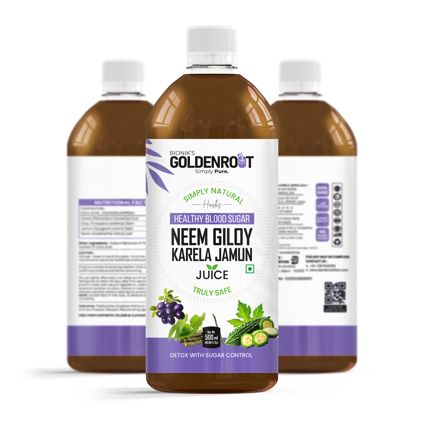 Bionik GoldenRoot Neem Giloy Karela Jamun Juice | 500 ml