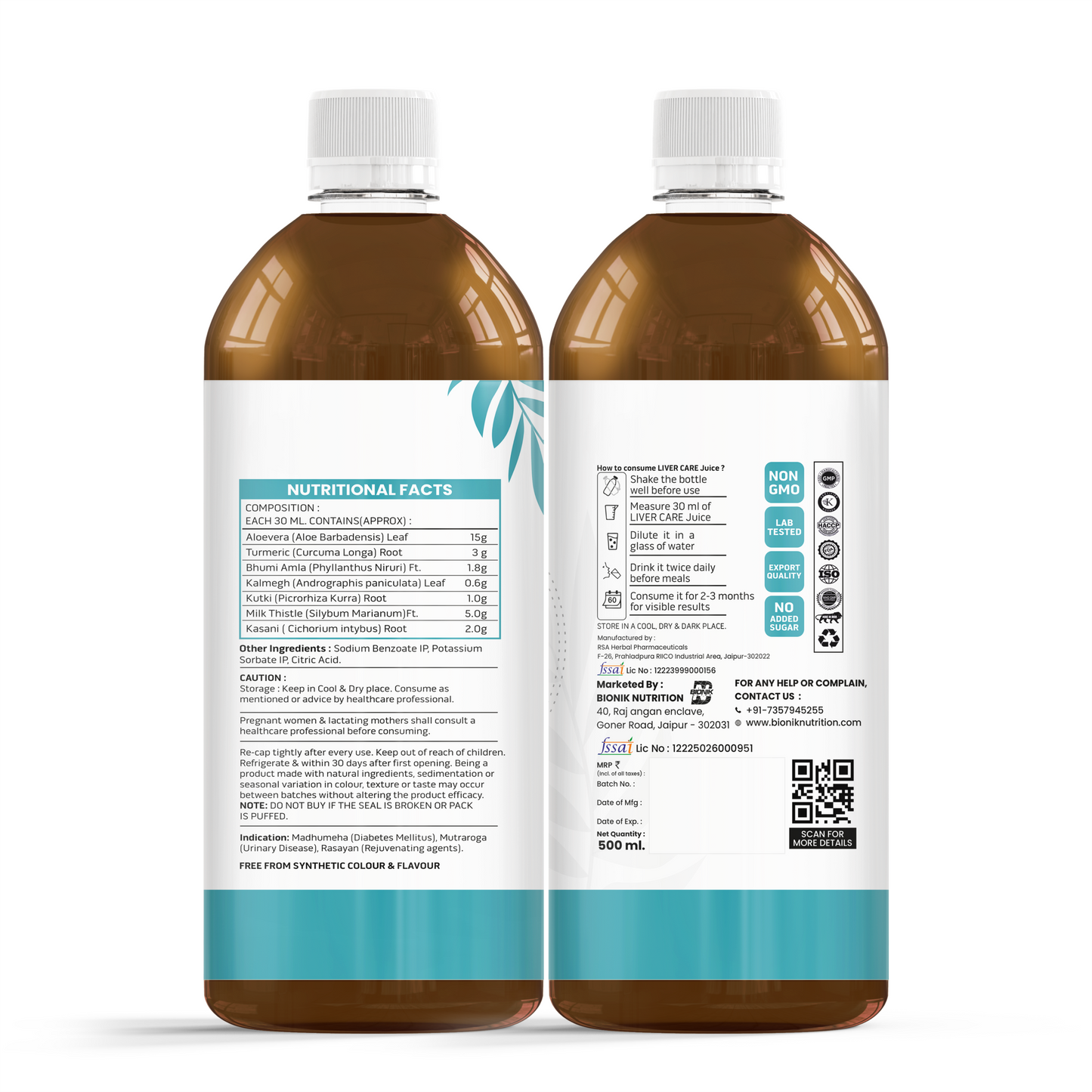 Bionik GoldenRoot Liver Care Juice | Herbal Liver Wellness | 500 ml