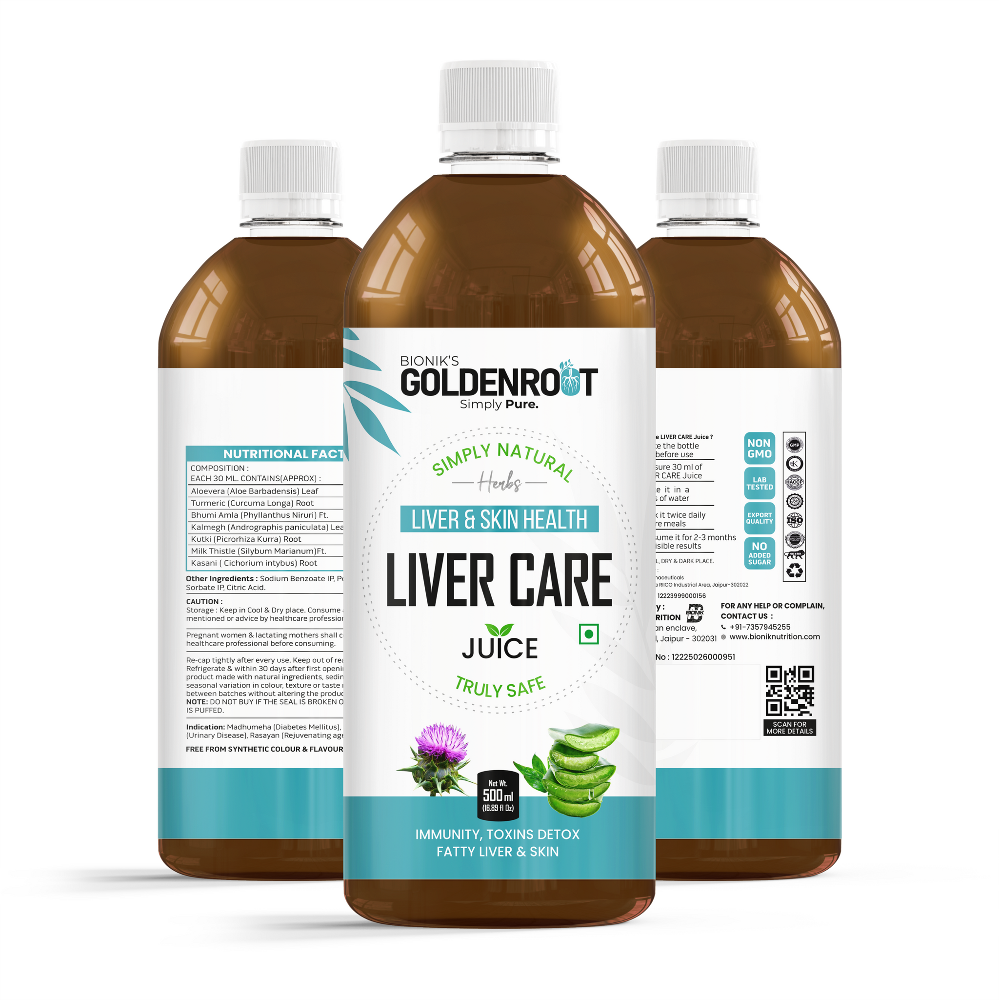 Bionik GoldenRoot Liver Care Juice | Herbal Liver Wellness | 500 ml
