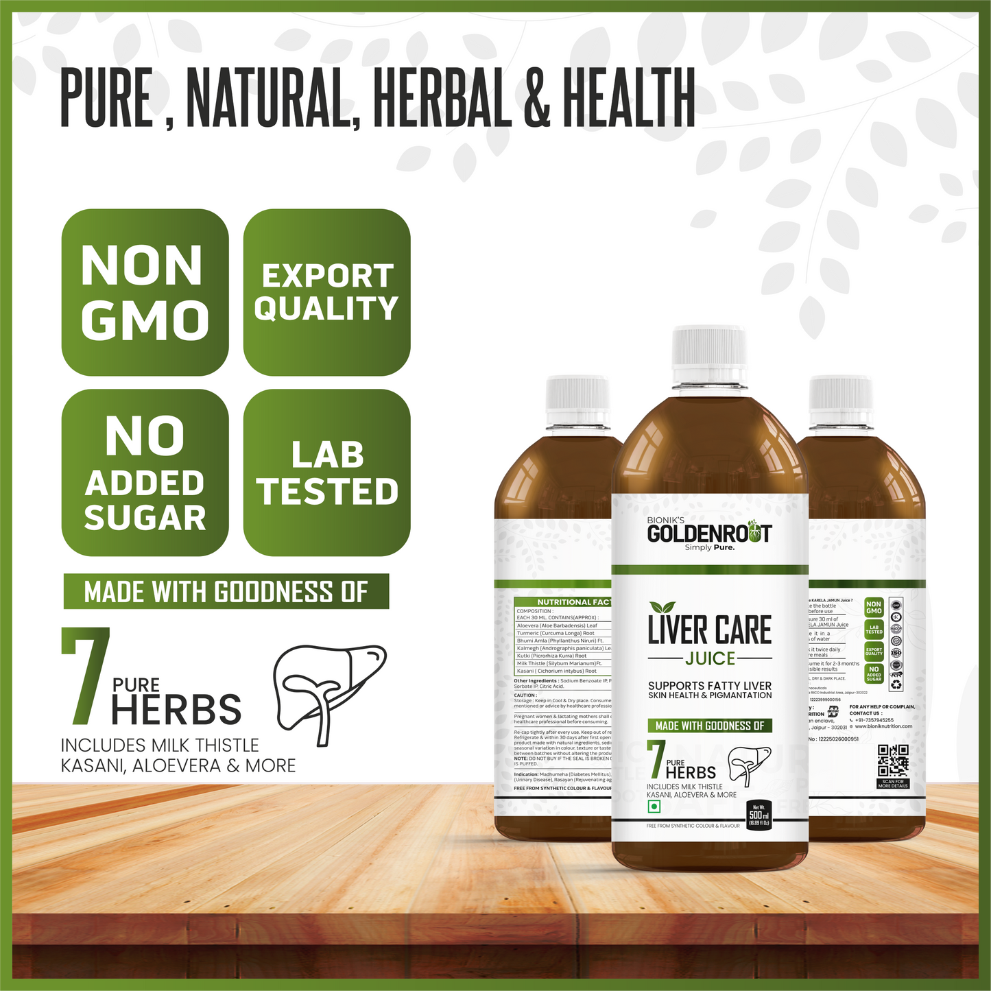 Bionik GoldenRoot Liver Care Juice | Herbal Liver Wellness | 500 ml