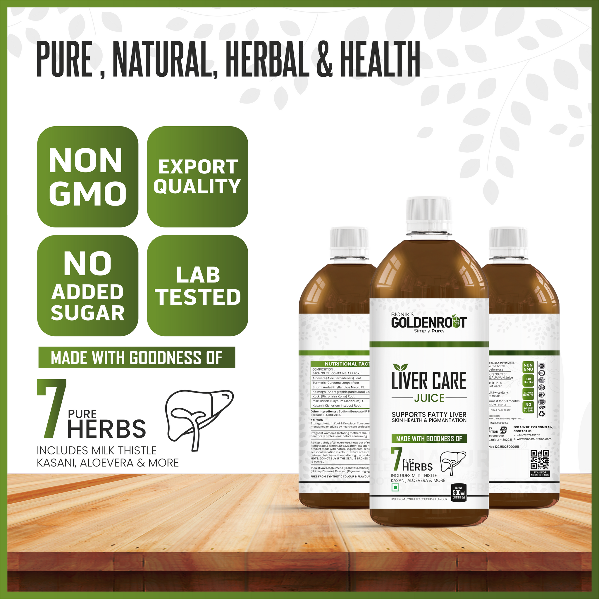 Bionik GoldenRoot Liver Care Juice | Herbal Liver Wellness | 500 ml