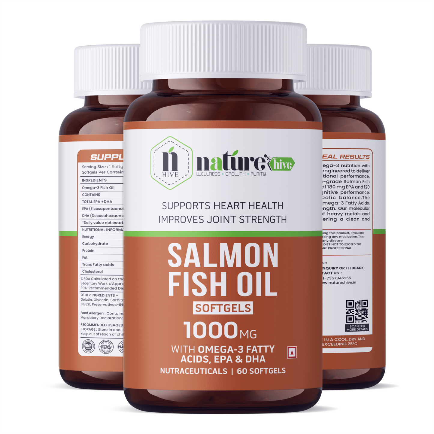 Nature's Hive Salmon Fish Oil Omega 3 Capsules | 60 Capsules