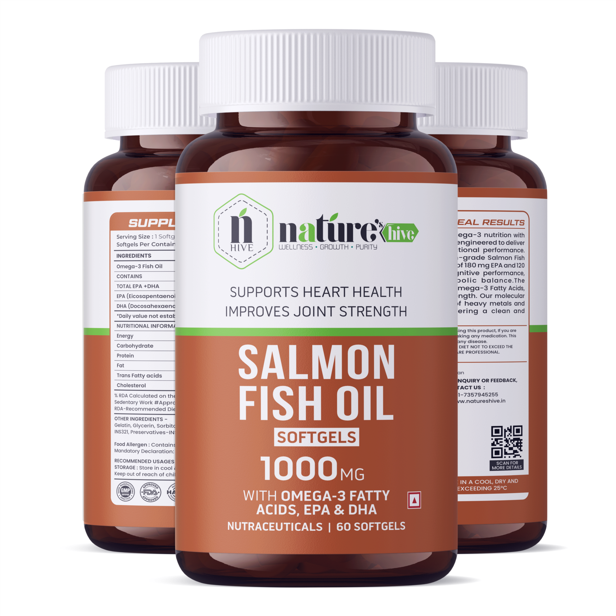 Nature's Hive Salmon Fish Oil Omega 3 Capsules | 60 Capsules