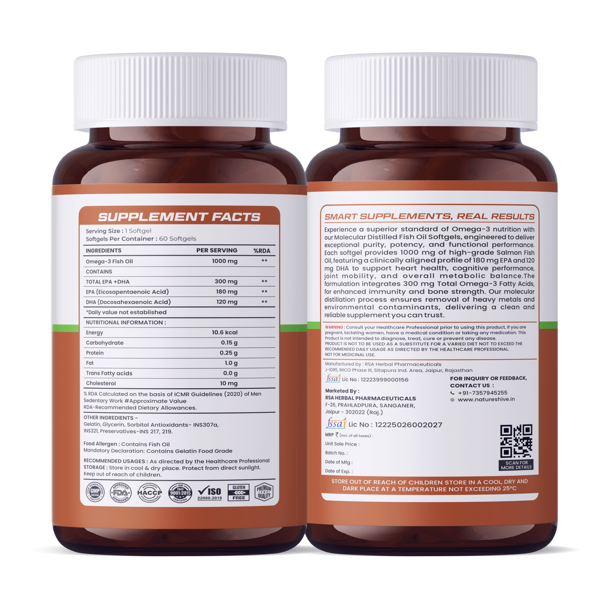 Nature's Hive Salmon Fish Oil Omega 3 Capsules | 60 Capsules