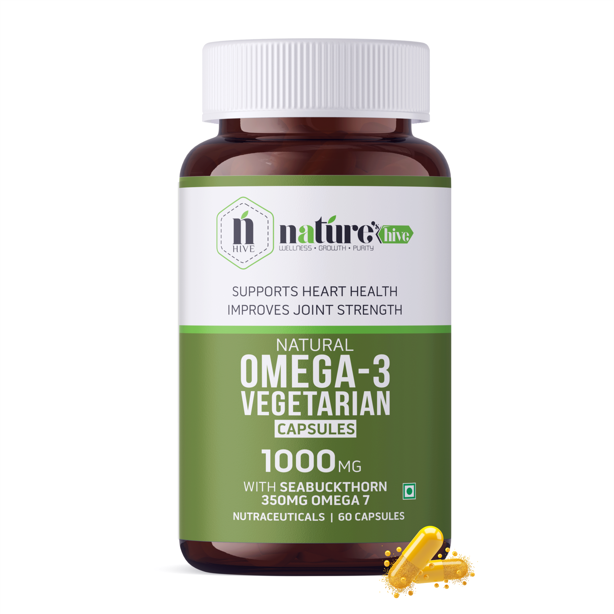 Nature's Hive Veg Omega 3 Capsules | Plant-Based Omega Support | 60 Capsules