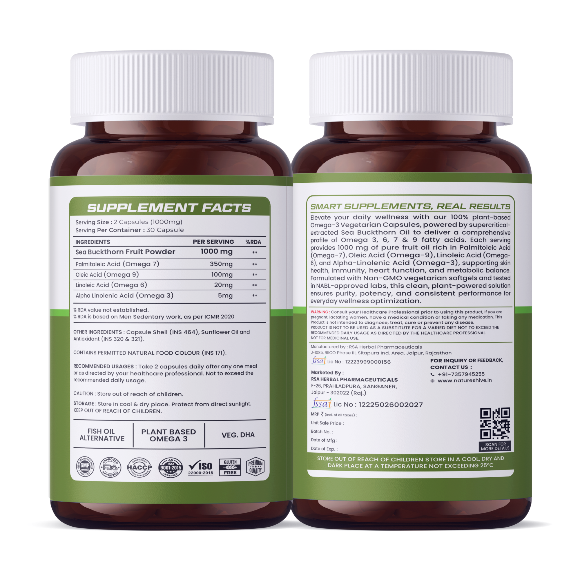 Nature's Hive Veg Omega 3 Capsules | Plant-Based Omega Support | 60 Capsules