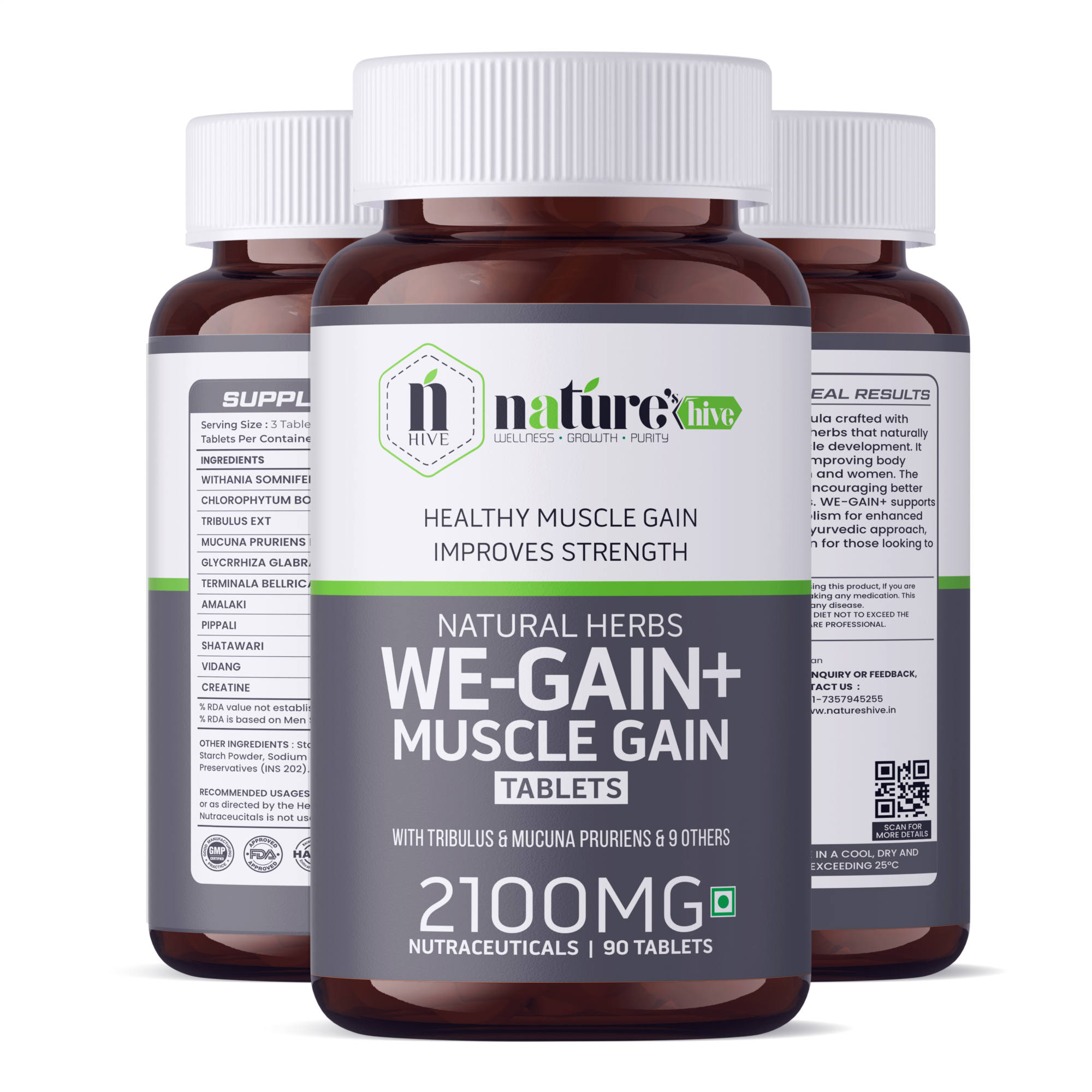 Nature's Hive We-Gain Tablets | Weight Gain & Strength Support | 60 Tablets