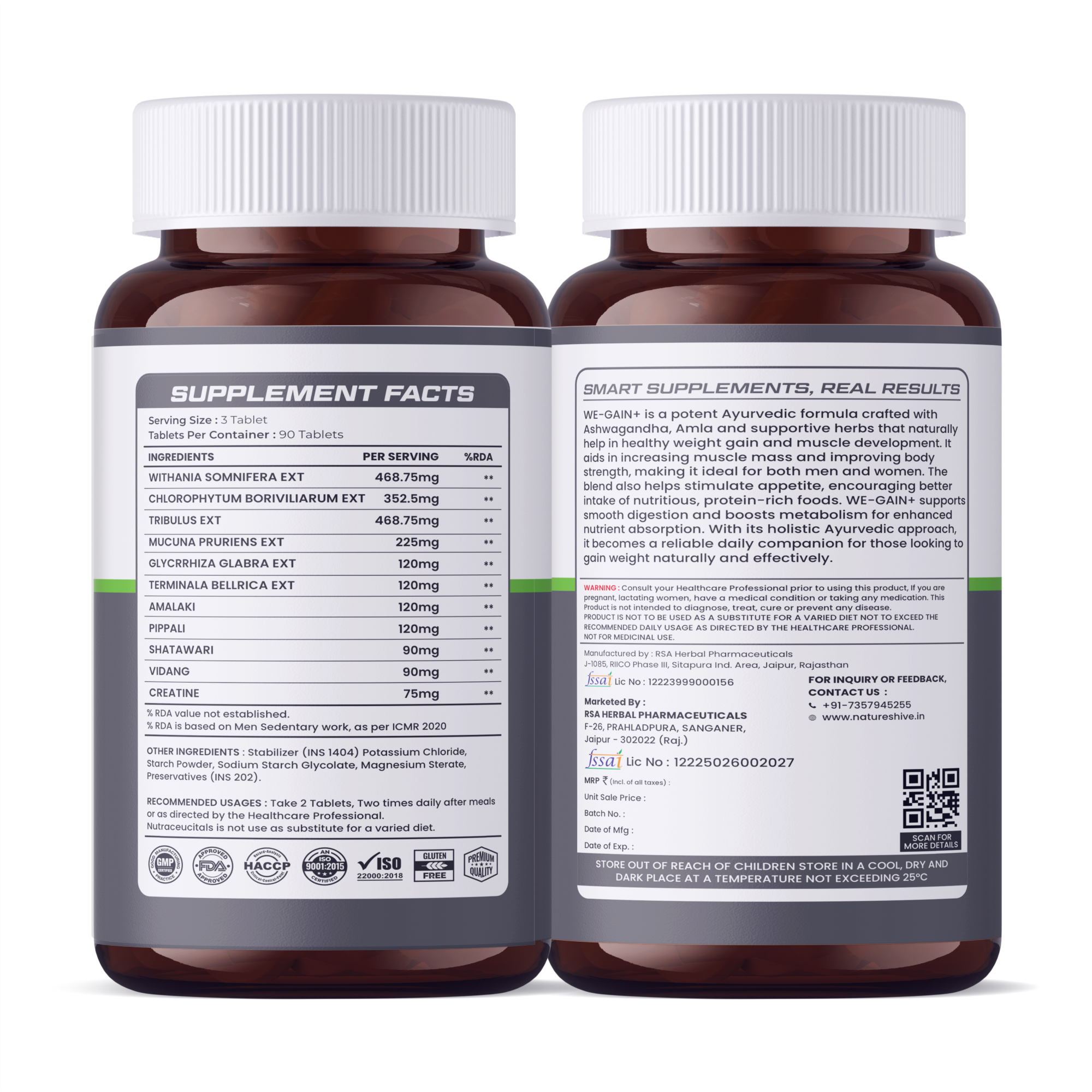 Nature's Hive We-Gain Tablets | Weight Gain & Strength Support | 60 Tablets