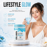 BIONIK NUTRITION Marine Collagen supplement with hyaluronic acid and glutathione in 250g jar, natural orange flavor, dietary supplement