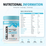 BIONIK NUTRITION Marine Collagen supplement with hyaluronic acid and glutathione in a 250g jar, natural ingredients for skin health