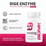 BIONIK NUTRITION Dige Enzyme Tablets, digestive supplement bottle with 60 tablets, natural digestive aid for optimal gut health.