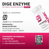 BIONIK NUTRITION Dige Enzyme Tablets, digestive supplement bottle with 60 tablets, showing the product label and packaging