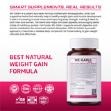 BIONIK NUTRITION WE-GAIN+ mass gainer tablets, 90-count, showing the bottle with labeled tablets inside.