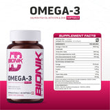 BIONIK NUTRITION Omega-3 Softgels with EPA and DHA, 60 softgel bottle showing clear softgel capsules and label detail