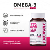BIONIK NUTRITION Omega-3 Softgels with EPA and DHA, 60 softgel bottle showing softgel capsules in a clear container