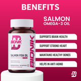 BIONIK NUTRITION Salmon Fish Oil Softgels with EPA and DHA, omega-3 supplement in 60 softgels bottle.