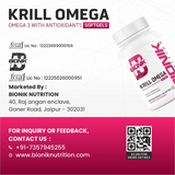 BIONIK NUTRITION Krill Omega Softgels with EPA, DHA, and Astaxanthin in a bottle of 60 softgels for healthy omega 3 intake.