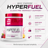 BIONIK NUTRITION Hyperfuel Pre-Workout supplement container showing 180g label and vibrant packaging design.