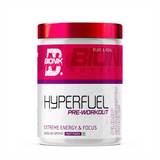 BIONIK NUTRITION Hyperfuel Pre-Workout supplement container showing label with product name and 180g package size.