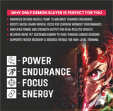 BIONIK NUTRITION Demon Slayer Pre-Workout supplement 180g container with label showing product name and flavor.