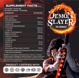 BIONIK NUTRITION Demon Slayer Pre-Workout supplement container with label showing flavor and product details.