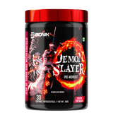 BIONIK NUTRITION Demon Slayer Pre-Workout supplement container showing 180g label and vibrant product branding.