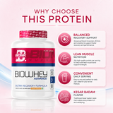 BIONIK NUTRITION Bio Whey Protein powder container with label showing BCAAs and Creatine for muscle support.