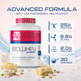 BIONIK NUTRITION Bio Whey Protein supplement in 1kg container, featuring whey protein powder with BCAAs and creatine for muscle support