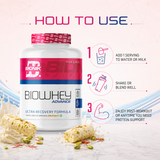 BIONIK NUTRITION Bio Whey Protein powder container with whey, BCAAs, and creatine for muscle recovery and fitness.