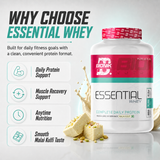 BIONIK NUTRITION Essential Whey Protein powder with fibre and glutamine in 1kg or 2kg containers, for muscle recovery and nutrition.