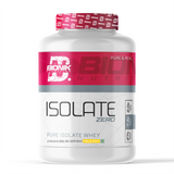 BIONIK NUTRITION Isolate Whey Protein powder container showing label with product name and brand for protein supplement.