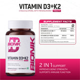 BIONIK NUTRITION Vitamin D3 + K2 tablets in blister pack, dietary supplement for bone health, 120 tablets