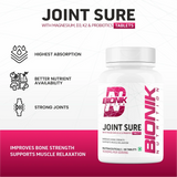 BIONIK NUTRITION Joint Sure Tablets bottle with 60 calcium, D3, K2, and probiotics vitamin and mineral supplement tablets.