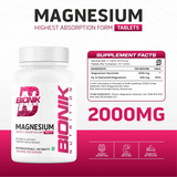 BIONIK NUTRITION Magnesium Glycinate Tablets 2000 mg bottle with 60 dietary supplement tablets for magnesium support