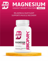 BIONIK NUTRITION Magnesium Glycinate Tablets 2000 mg bottle, 60 vitamin and mineral supplement tablets.