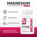 BIONIK NUTRITION Magnesium Glycinate tablets 2000 mg bottle with 60 supplement tablets, vitamins and minerals for health support